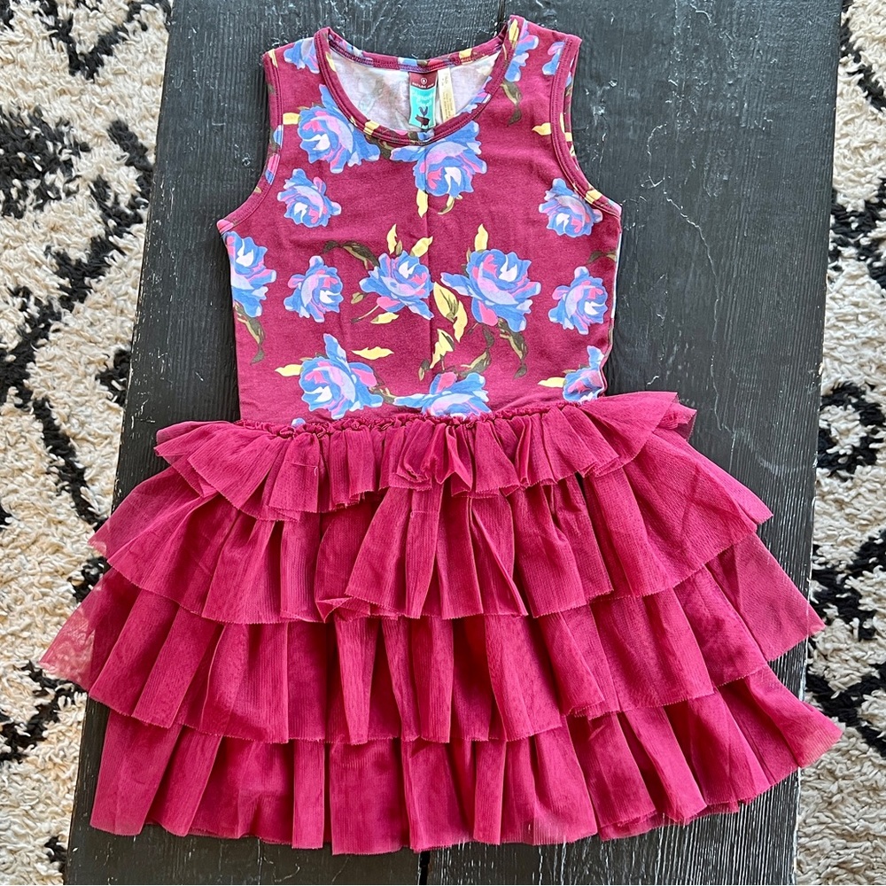 Matilda Jane Navy Purple Merlot Blue Floral Soft Tank Tutu Dress 8